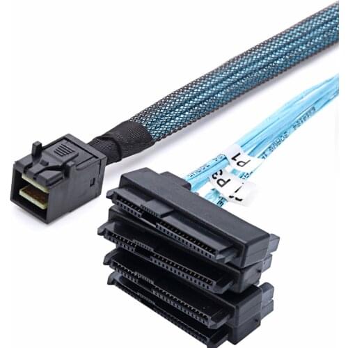 SAS SATA Cables SFF-8643 To 4 SFF-8482 Internal Mini SAS HD to 4 29pin SFF-8482 connector with SAS 15pin Power Port 12GB/S Cable
