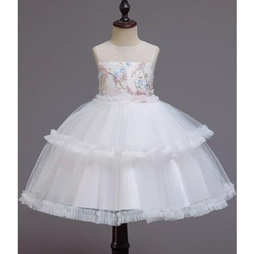 Girls Clothing 2020 Autumn New Childrens Mesh Puffyskirt Kids Flower Fairy Dresses Girls Embroidery Sleeveless Princess Dresses