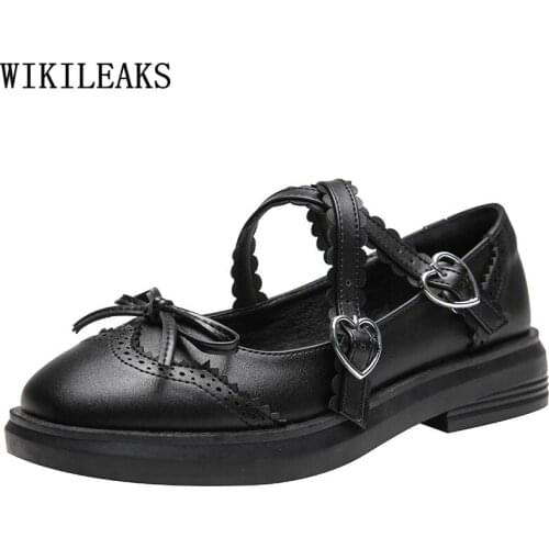 Butterfly Knot Lolita Leather Casual Shoes Mary Janes Korean Fashion Oxford Shoes for Women Low Heels Block Heels Zapatos Mujer