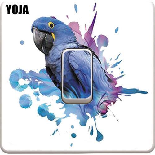 YOJA Colored Parrot Decor Wall Switch Sticker Living Room Bedroom Personalized 10SS0356