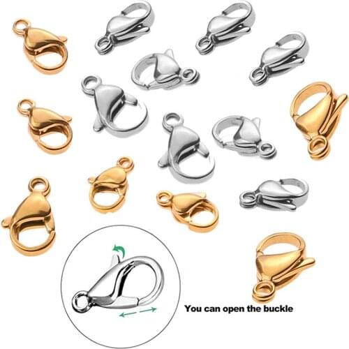 20Pcs/lot Stainless Steel Gold/Silver Lobster Clasps Jewelry Findings Hooks for DIY Necklace Bracelet Chain Making Accessories
