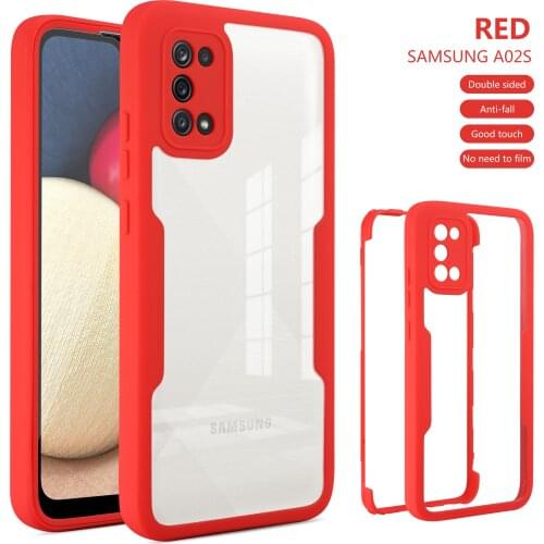 100pcs New 360 Protective Case For Samsung A12/A02/A32/A22/A52/A72/A82/A21S/M02/A03S/S21FE Front PET Film & Back Cover Case