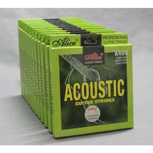 12 Sets Alice A408-L (.012-.053) Paper Box Stainless Steel Coated 80/20 Bronze Anti-rust Alloy Folk Acoustic Guitar Strings