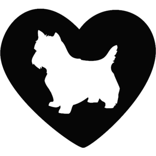 12x13cm Black/white Heart Yorkshire Terrier Animal Dog Car Stickers waterproof decals Car Styling Accessories Window Decor CL004