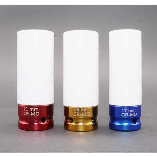 17mm/19mm/ 21mm Colorful Sleeve Tire Protection Sleeve Wall Deep Impact Nut Socket High-carbon Steel Wheel