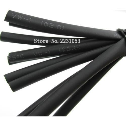 5 Meters/LOT 3mm Heat Shrink Heatshrink Heat Shrinkable Tubing Tube Sleeving Wrap Wire Black Color