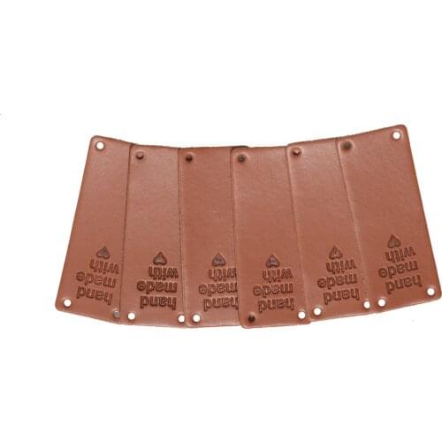 50Pcs Handmade Clothing Tags Faux Leather Garment Labels Letter Print Clothes Patches DIY Custom Sewing Label Badges Accessories