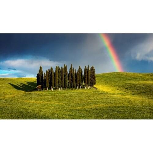 5D Diy Handmade Cross Stitch Natural Landscape Rainbow Cypress Painting Picture Sticker Embroidery Full Square Drill Gifts JX377