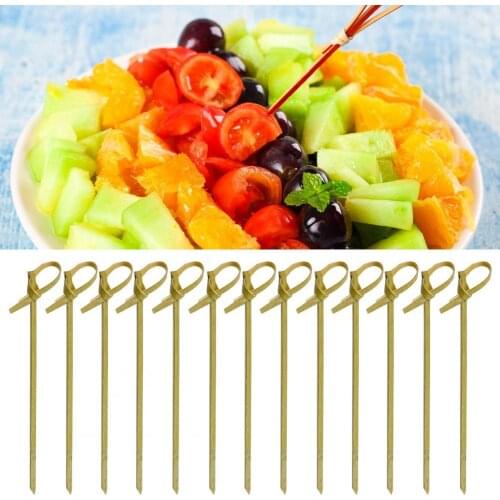 80%HOT100Pcs/Bag Cocktail Picks Disposable No Burr Bamboo Olive Dessert Toothpicks for Bar
