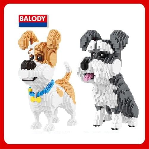 Balody 16013 All-joined Blocks Show Brick Toys Puppy Mac Dog Black Dog Husky Schnauzer Sitting Dog Building Micro Mini 3D Blocks