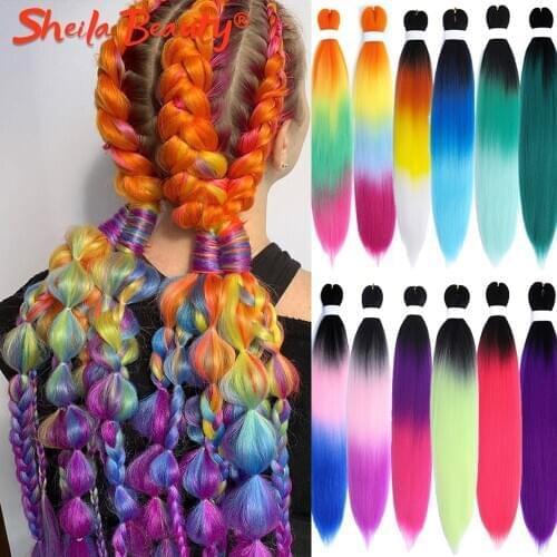Synthetic Jumbo Braids Ombre Hair Pre Stretched Fake Hair Extensions Zizi Box Braids Expression Braiding Hair