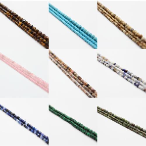 2 3 4mm Faceted Natural Stone Spacer Seed Beads Round Agat Tiger Eye Quartz Gem Beads For Jewelry Beadwork Making DIY Bracelet