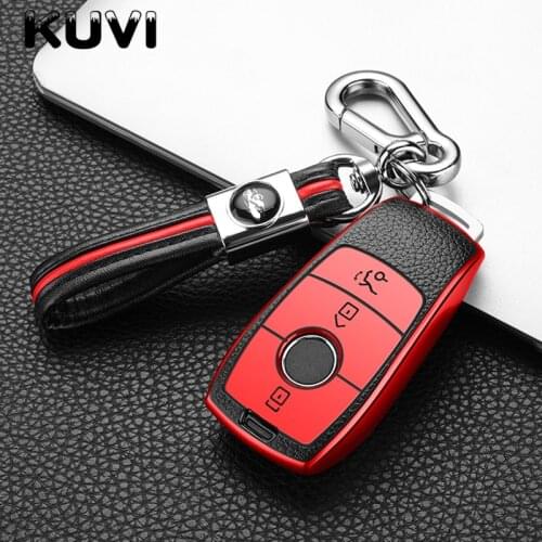 TPU Leather Car Key Cover For Mercedes Benz E Class W213 W205 E200 E260 E300 E320 AMG CLA 2018 2019 2020 Remote Fob Shell Case