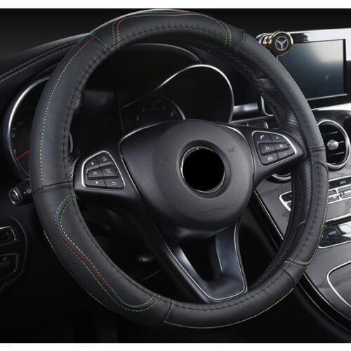 Genuine Leather Steering Wheel Cover for Toyota Corolla Fortuner Sequoia Auris Avensis YARIS Vios Celica Auto Accessories