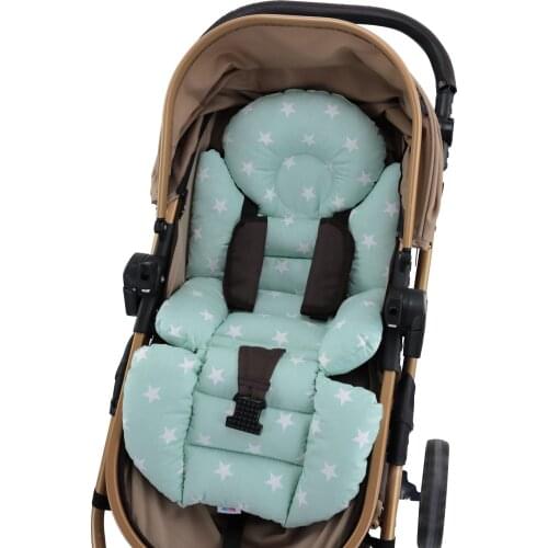 Jaju Baby Handmade, Double Sided ,Green Color Star Fabric Baby Stroller Cushion