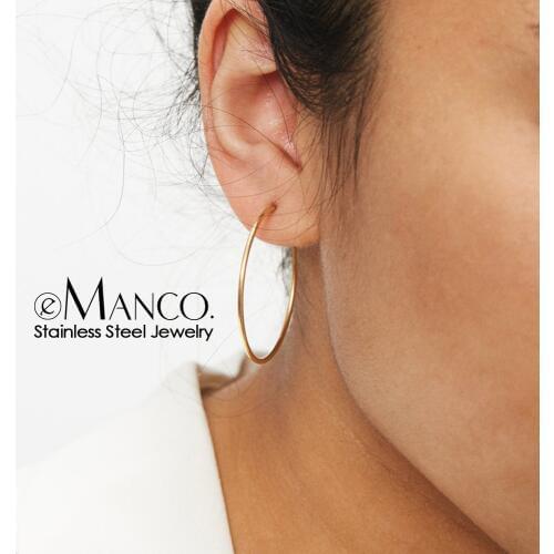 E-Manco 40mm Big Circle Hoop Earrings for women Large Stainless Steel Earring women Hyperbole Earrings fashion Jewellery