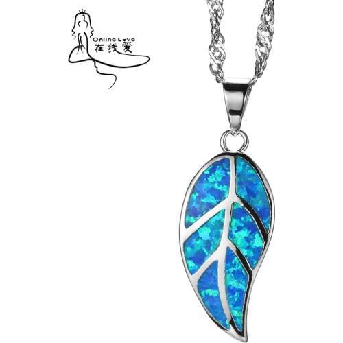 Elegant Silver Plated Blue Opal Pendants & Necklace Hot Sale Fashion Party Jewelry Birthday Gift PD025