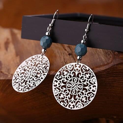 European and American fashion hollow complex round popular decorative female earrings earrings ear jewelry