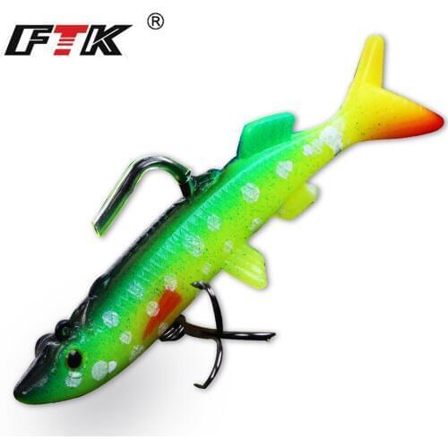 FTK Fishing Lures Soft Lure Shad Carp Silicone Jigging Lure Floating Lead Head Bass Easy Floating Wobblers Lead Spoon 706