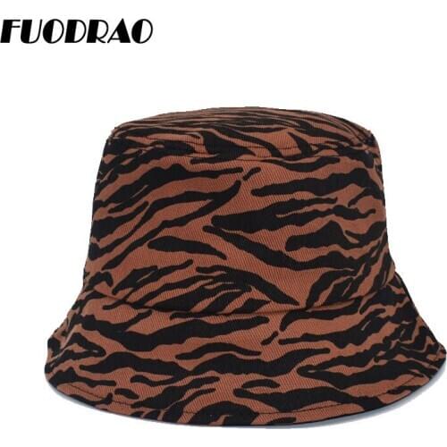 FUODRAO New Korean Basin Cap Print Women Bucket Hat Casual Panama Girl Bucket Cap Outdoor Travel Fisherman Hat M119