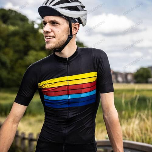 Cycling Team Jersey Men Summer Short Sleeve Black White ArmyGreen Clothing Rainbow Bike Wear Gear Tops Shirt