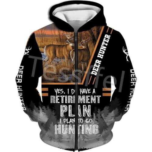 Tessffel Camouflage Hunting Deer Hunter Animal 3D Printed Winter Fashion Men and Women Warm Fleece Jacket Zipper Hoodie Style-5