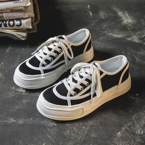 Womens Canvas Shoes Casual Platform Sneakers 2021 Autumn New Ladies Dissolve The Bottom Flat Vulcanized Shoes Zapatos De Mujer