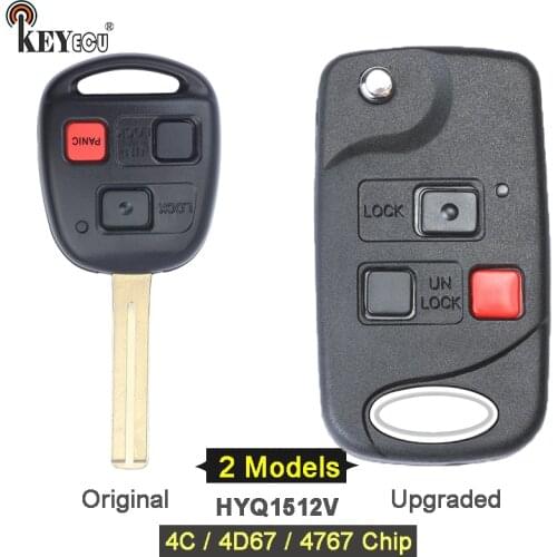 KEYECU 315MHz 4C/ 4D67/ 4D68 Chip FCC: HYQ1512V Original/ Upgraded 2+1 3 Button Remote Key Fob for Lexus LX470 GX470 TOY48 Blade
