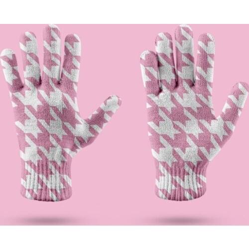 Fashion Pink 3D Thousand Birds Pattern Gloves Touch Screen Couple Mittens Men Women Spring Autumn Work Labor Gloves Guantes