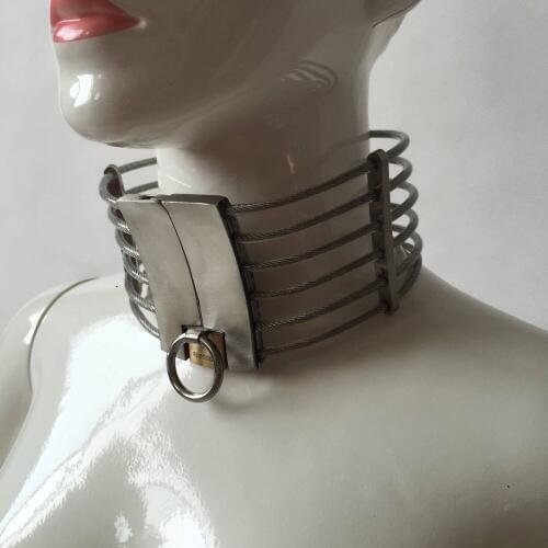 Male female neck bondage slave collar stainless steel metal adult collars sex games toys bdsm fetish wear restraints products