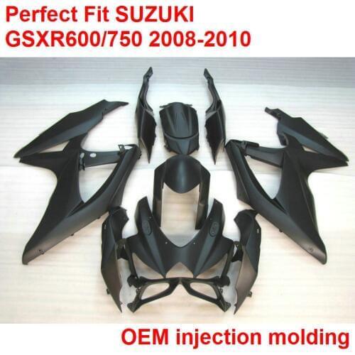 Bodywork kit for Suzuki injection molded fairings GSXR600/750 2008 2009 2010 matte black fairing kits GSXR750 08 09 10 NB24