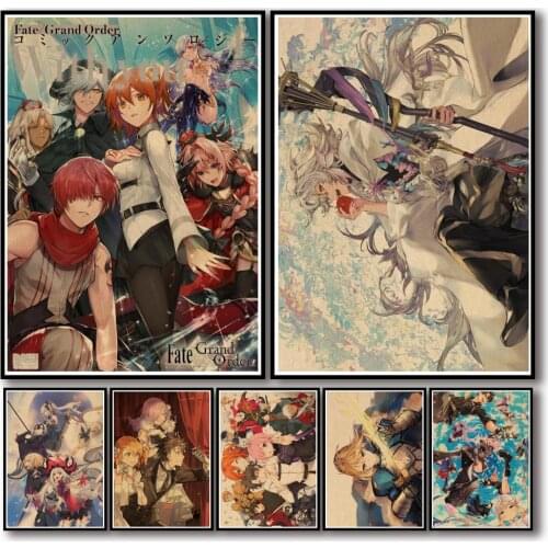50 Designs Fate Grand Order Kraftpaper Poster Game Artwork Fancy Wall Sticker for Coffee House Bar Volume 1