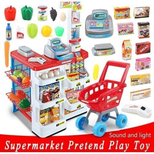 New Big Size Kitchen Set 82cm Height Plastic Pretend Play Toy With Light Kids Kitchen Cooking Supermarket Play Food Cart Toy D76