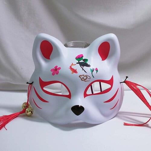 NEW Funny Lotus Fox Half Face Mouth Women Men Cosplay Bell Masks Masquerade Ball Party Adult Children Halloween Xmas PVC Mask