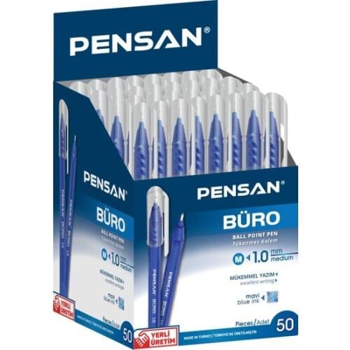 Original PENSAN OFFICE BALLPOINT PEN 1MM 2270 BLUE 50 Lİ