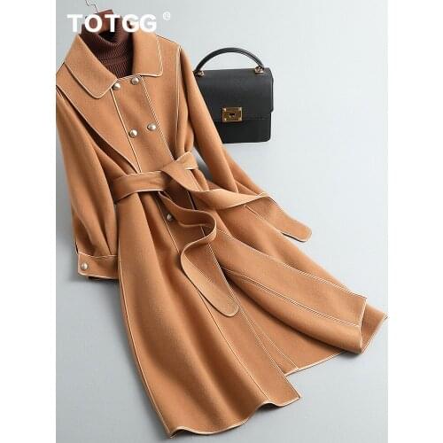 Autumn and winter 2021 new 100% wool high-end double-sided cashmere coat womens medium and long slim woolen coat