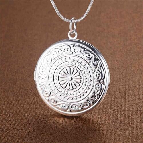 925 Sterling Silver Necklace charm Classical round Pendant Necklaces For Women 18 inches Christmas Gifts Fashion Jewelry