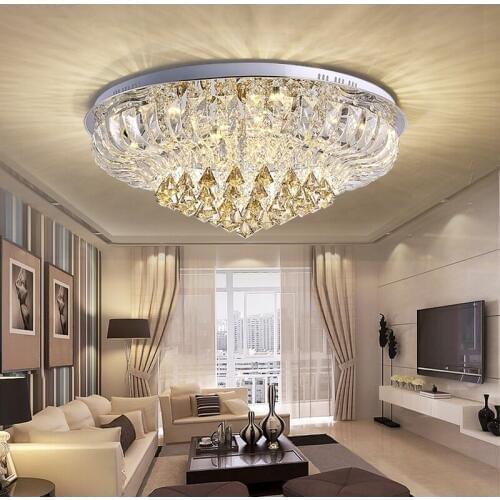 Simple and modern LED round warm living room dining hall diamond crystal lamp atmospheric luxury headlamps ceiling lamps led