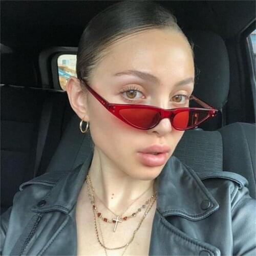 90s Cat Eye Vintage Sunglasses Female Shades For Women Retro Narrow Glasses Ladies Small Triangular Cateye Sunglasses Red Gafas