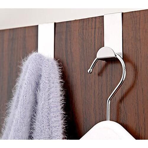 2PCS Stainless Steel Home Kitchen Wall Door Hook Hanger Hanging Coat Hooks Holder Bathroom Organizer Rack Towel Hanger