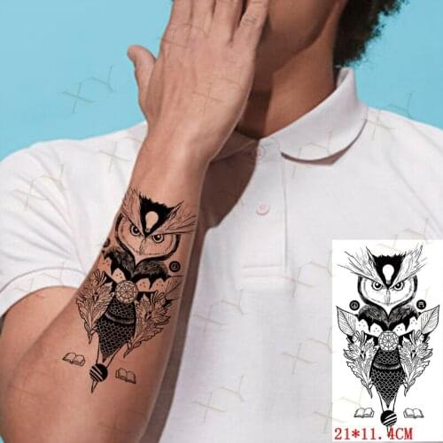 Waterproof Temporary Tattoo Sticker Owl Tiger Lion Flash Tattoos Crown Cross Gun Wing Body Art Arm Fake Tatoo for Women Men