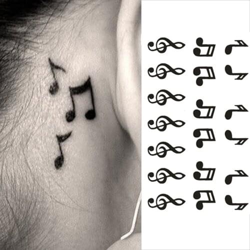 1PCs Waterproof Temporary Tattoo Sticker on Ear Finger Music Note Bird Stars Line Streak Henna Tatto Flash Tatoo Fake for Women