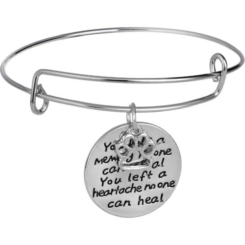 You Left A Memory No One Can Steal You Left A Heartache No One Can Heal Bracelet Pet Dog Footprint Bangle Pet Lover Wristband