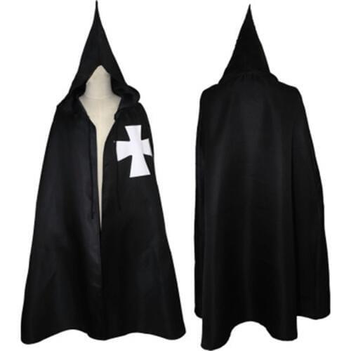 Adult Halloween Medieval Costume Robe Knights Templar Cloak Hospitaller Tunic Cape
