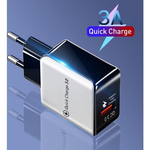 USB Charger 3A Quick Charge 3.0 18W Mobile Phone Adapter For iPhone 12 Pro Max Xiaomi Huawei P40 Samsung EU/US Plug Wall charger