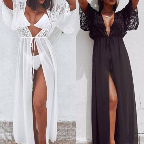 2020 Women Maxi Dress Beach Bikini Cover up Long dress Summer Boho Swimwear US