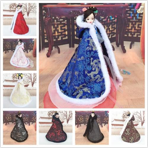 1/4 1/3 Chinese Style Cloak 30cm BJD Doll Clothes Cape Overcoat Mantle Big Hide Cover Clothing Outfit for Barbie Dolls Accessory