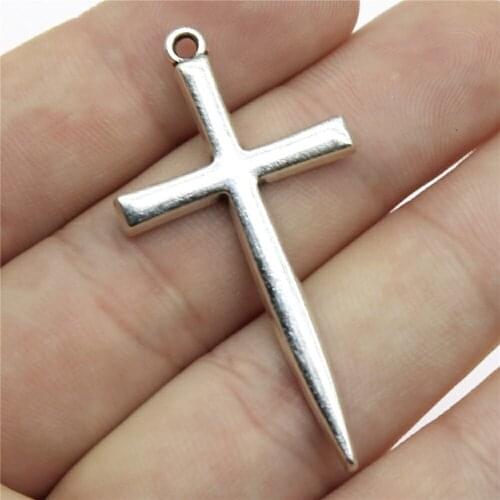 10pcs 46x24mm Antique Silver Color Cross Charm Sword Cross Charm Sword Cross Pendant For Jewelry Making