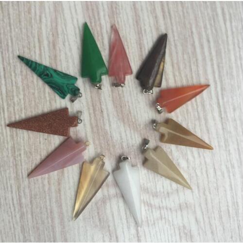 100%Natural Rock cone pendant Rose Quart arrow shaped pendant DIY pendant necklace crystal For Men Women Pendants Jewelry