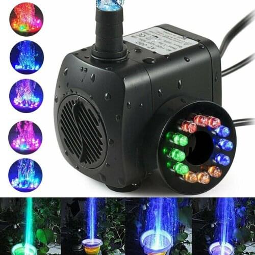 15W 800L/H 12LED Mini Fish Tank Aquarium Ponds Submersible Fountain Water Pump Pool Fountain Pump EU UK US Plug Dropshipping